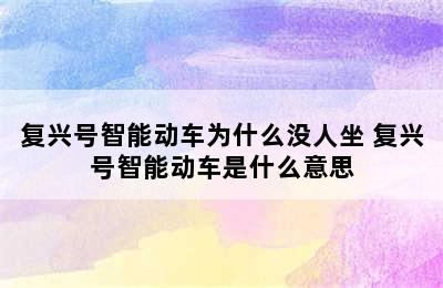 复兴号智能动车为什么没人坐 复兴号智能动车是什么意思